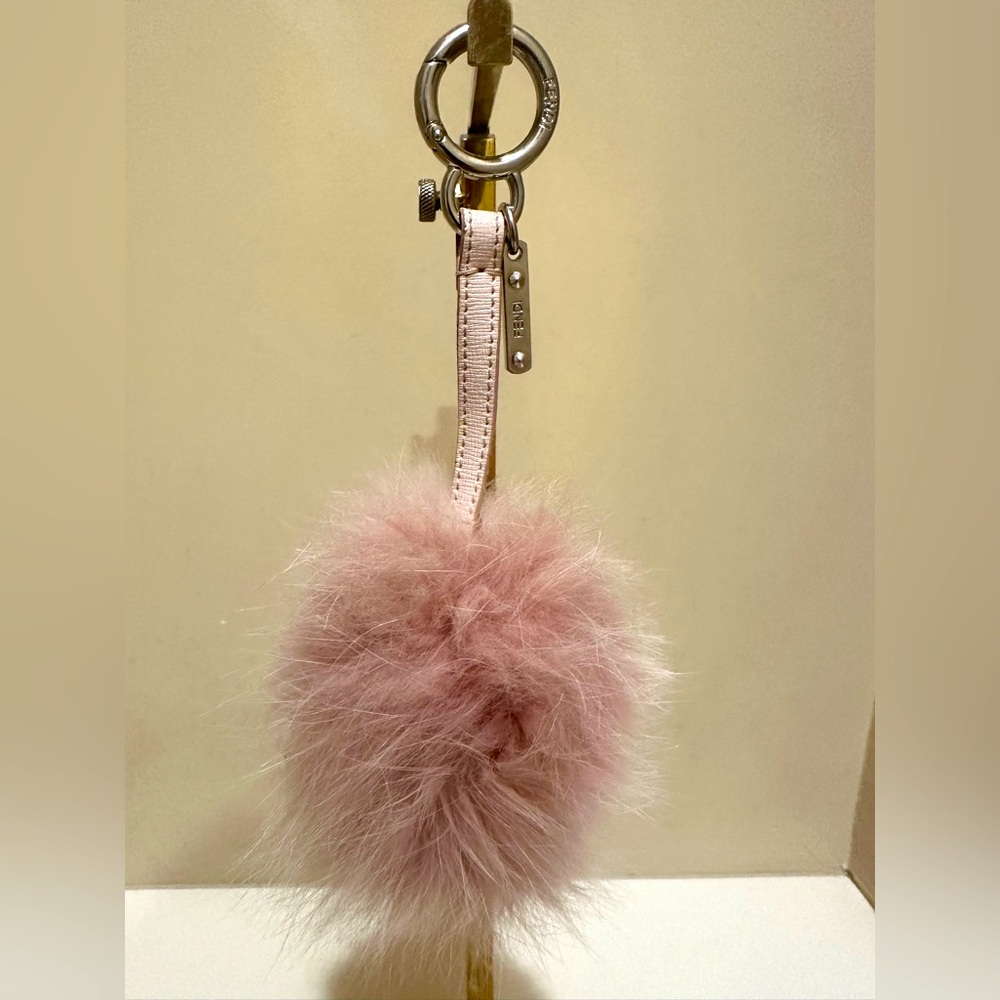 FENDI Pink Fox Fur Rabbit Fur Bag Charm Keychain